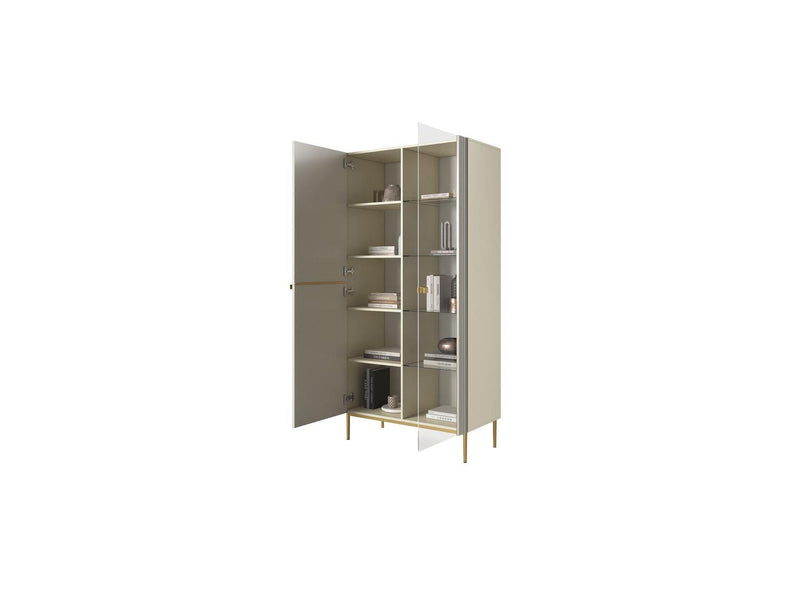 Kasha - Meuble Vitrine 2 Portes - Pieds Or
