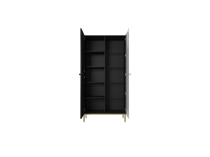 Kasha - Meuble Vitrine 2 Portes - Pieds Or