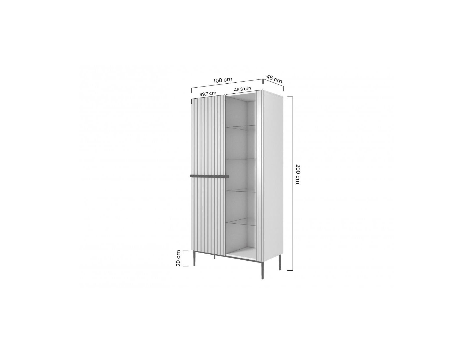 Mueble vitrina 2 puertas - Kasha - Patas doradas