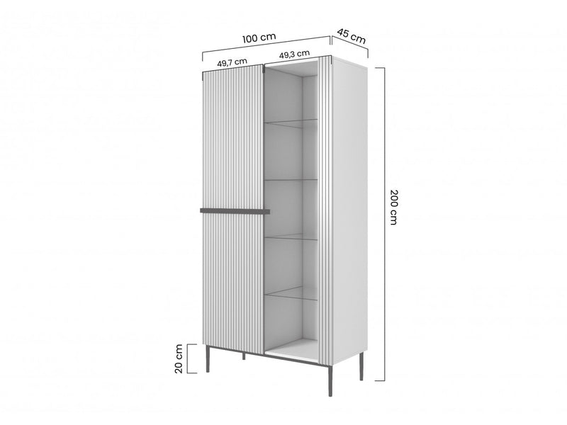 Meuble Vitrine H 2 Portes - Kasha - Pieds Or