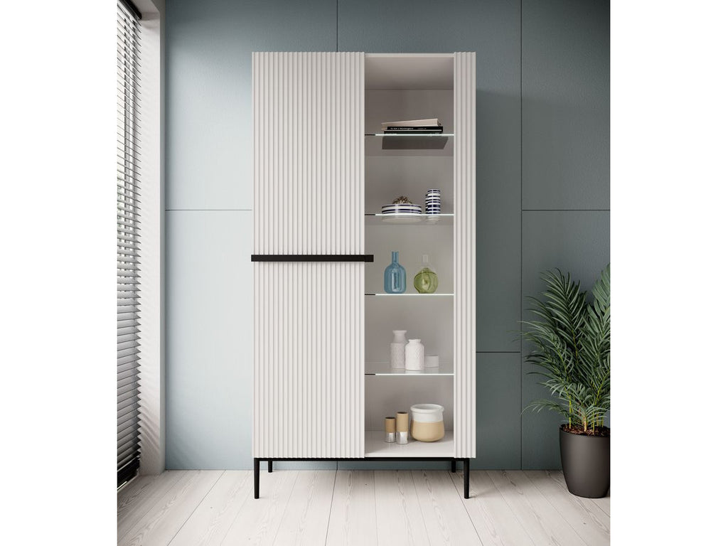 Kasha - Meuble Vitrine 2 Portes - Pieds Noirs