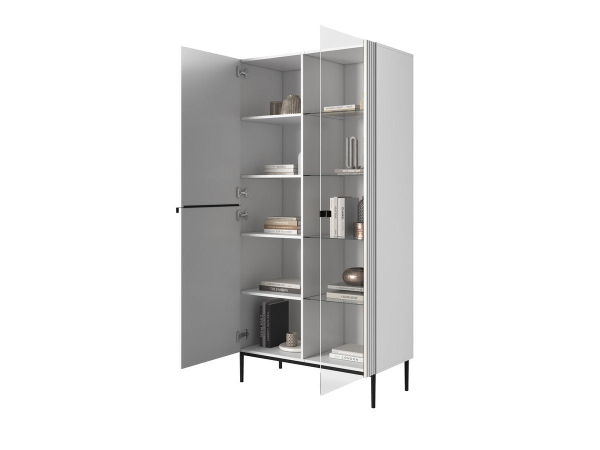 Kasha - Meuble Vitrine 2 Portes - Pieds Noirs