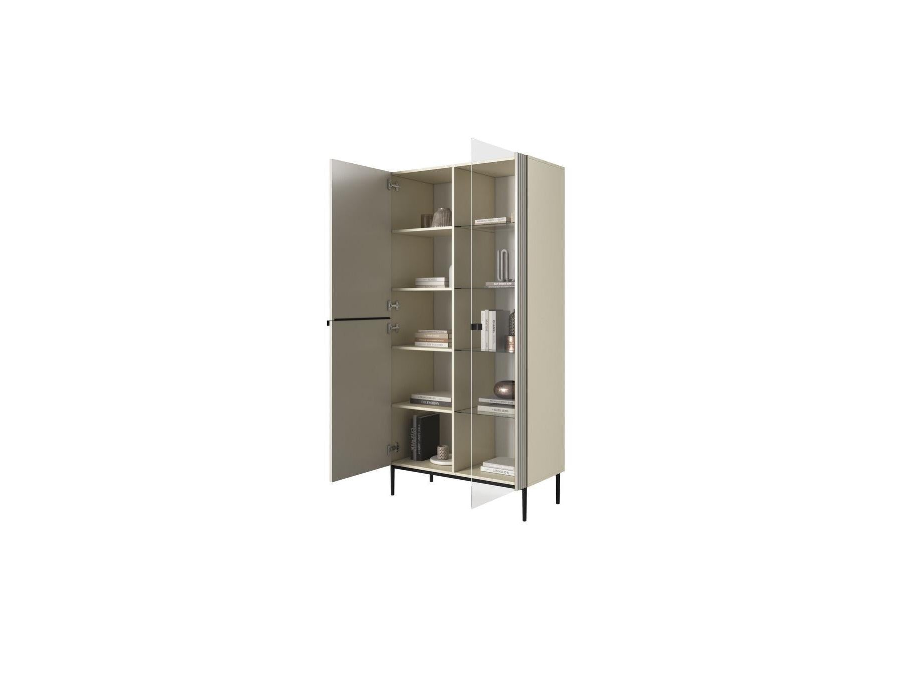 Kasha - Meuble Vitrine 2 Portes - Pieds Noirs