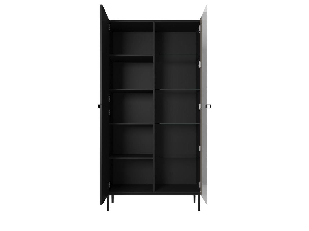 Kasha - Meuble Vitrine 2 Portes - Pieds Noirs