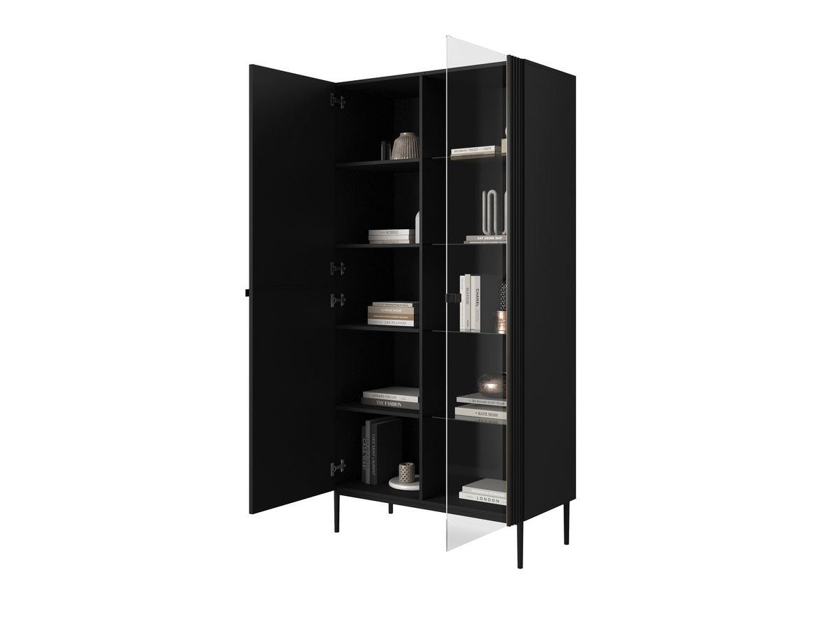 Kasha - Meuble Vitrine 2 Portes - Pieds Noirs