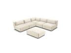 Canapé D'Angle Fixe Modulable Jeanne Tissu Velours Avec 4 Chauffeuses, 1 Angle Et 1 Pouf