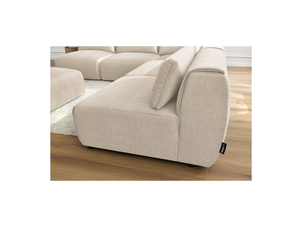 Canapé D'Angle Fixe Modulable Jeanne Tissu Velours Avec 4 Chauffeuses, 1 Angle Et 1 Pouf