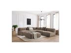 Canapé D'Angle Fixe Modulable Jeanne Tissu Velours Avec 4 Chauffeuses, 1 Angle Et 1 Pouf