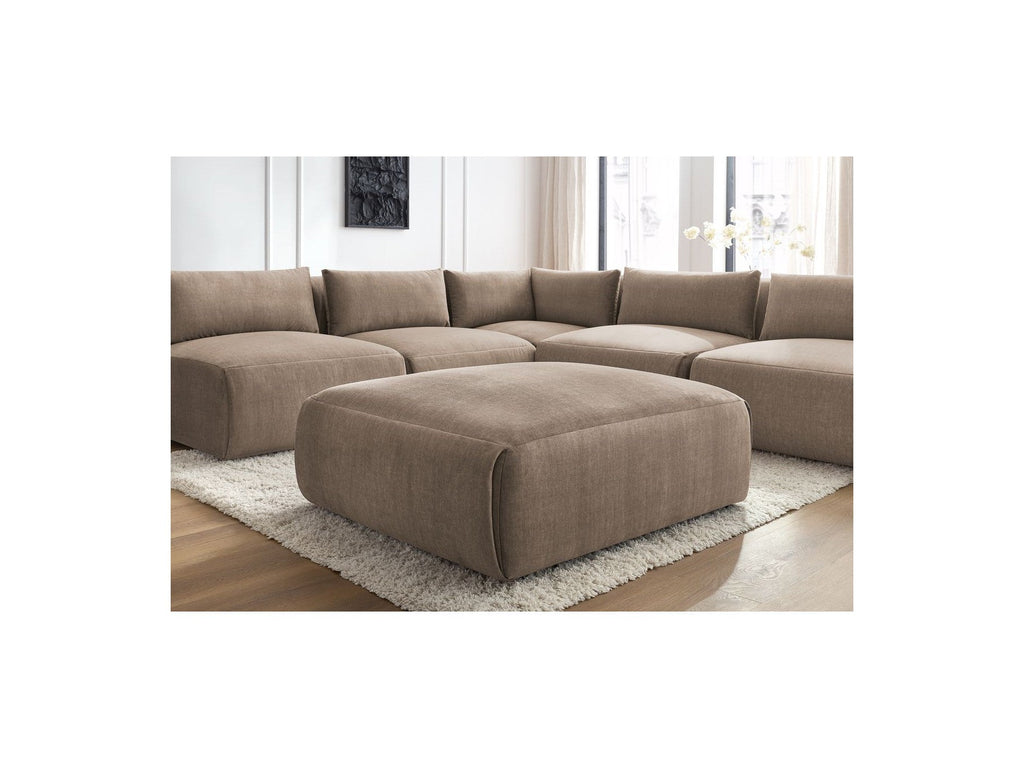 Canapé D'Angle Fixe Modulable Jeanne Tissu Velours Avec 4 Chauffeuses, 1 Angle Et 1 Pouf