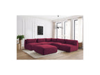 Canapé D'Angle Fixe Modulable Jeanne Tissu Velours Avec 4 Chauffeuses, 1 Angle Et 1 Pouf