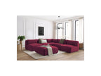 Canapé D'Angle Fixe Modulable Jeanne Tissu Velours Avec 4 Chauffeuses, 1 Angle Et 1 Pouf