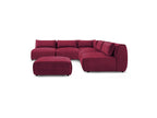Canapé D'Angle Fixe Modulable Jeanne Tissu Velours Avec 4 Chauffeuses, 1 Angle Et 1 Pouf