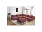 Canapé D'Angle Fixe Modulable Jeanne Tissu Velours Avec 4 Chauffeuses, 1 Angle Et 1 Pouf