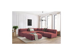 Canapé D'Angle Fixe Modulable Jeanne Tissu Velours Avec 4 Chauffeuses, 1 Angle Et 1 Pouf