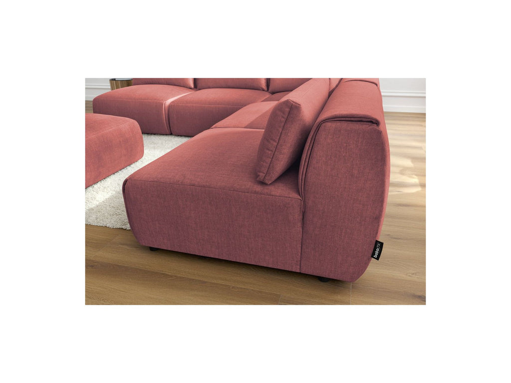 Canapé D'Angle Fixe Modulable Jeanne Tissu Velours Avec 4 Chauffeuses, 1 Angle Et 1 Pouf