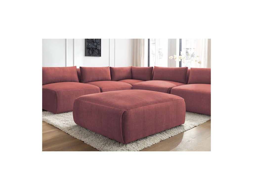 Canapé D'Angle Fixe Modulable Jeanne Tissu Velours Avec 4 Chauffeuses, 1 Angle Et 1 Pouf