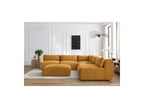 Canapé D'Angle Fixe Modulable Jeanne Tissu Velours Avec 4 Chauffeuses, 1 Angle Et 1 Pouf