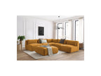 Canapé D'Angle Fixe Modulable Jeanne Tissu Velours Avec 4 Chauffeuses, 1 Angle Et 1 Pouf