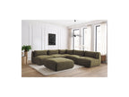 Canapé D'Angle Fixe Modulable Jeanne Tissu Velours Avec 4 Chauffeuses, 1 Angle Et 1 Pouf