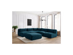 Canapé D'Angle Fixe Modulable Jeanne Tissu Velours Avec 4 Chauffeuses, 1 Angle Et 1 Pouf