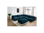 Canapé D'Angle Fixe Modulable Jeanne Tissu Velours Avec 4 Chauffeuses, 1 Angle Et 1 Pouf