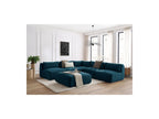 Canapé D'Angle Fixe Modulable Jeanne Tissu Velours Avec 4 Chauffeuses, 1 Angle Et 1 Pouf