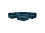 Canapé D'Angle Fixe Modulable Jeanne Tissu Velours Avec 4 Chauffeuses, 1 Angle Et 1 Pouf