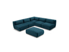 Canapé D'Angle Fixe Modulable Jeanne Tissu Velours Avec 4 Chauffeuses, 1 Angle Et 1 Pouf