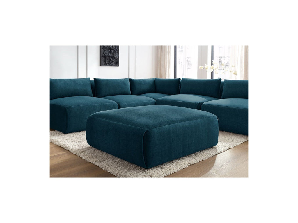 Canapé D'Angle Fixe Modulable Jeanne Tissu Velours Avec 4 Chauffeuses, 1 Angle Et 1 Pouf