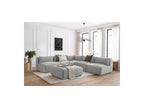 Canapé D'Angle Fixe Modulable Jeanne Tissu Velours Avec 4 Chauffeuses, 1 Angle Et 1 Pouf