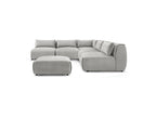 Canapé D'Angle Fixe Modulable Jeanne Tissu Velours Avec 4 Chauffeuses, 1 Angle Et 1 Pouf