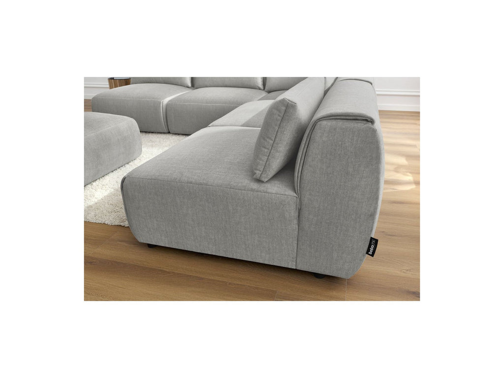 Canapé D'Angle Fixe Modulable Jeanne Tissu Velours Avec 4 Chauffeuses, 1 Angle Et 1 Pouf