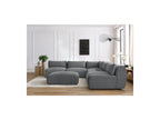 Canapé D'Angle Fixe Modulable Jeanne Tissu Velours Avec 4 Chauffeuses, 1 Angle Et 1 Pouf