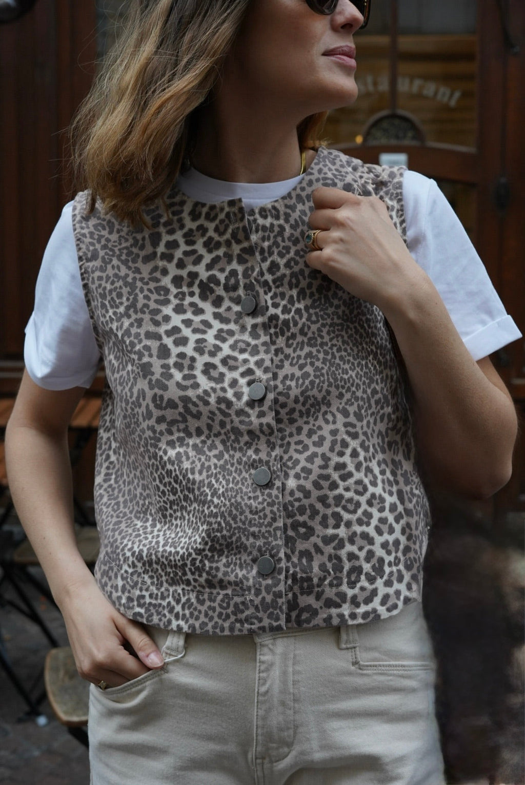 Raoul Leopard Sleeveless Top