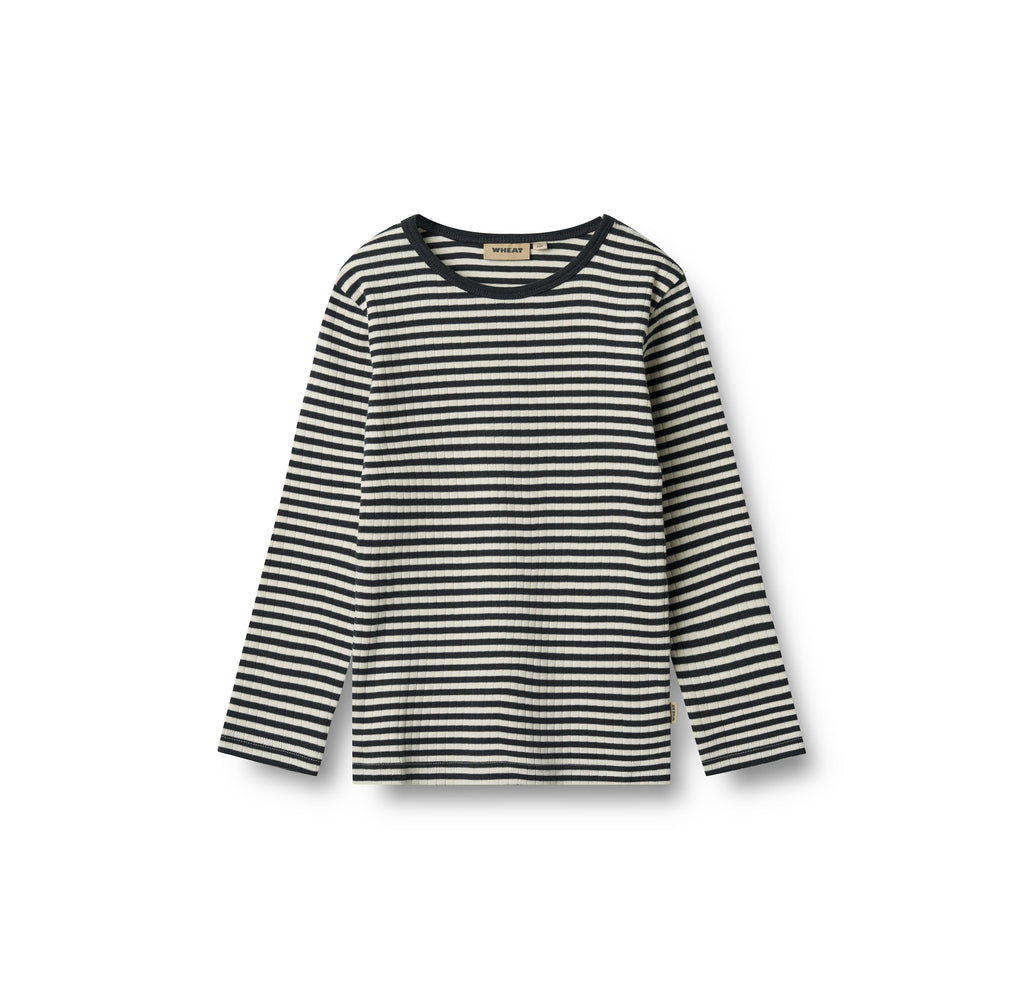 T-shirt a maniche lunghe Stig - Righe a coste blu navy