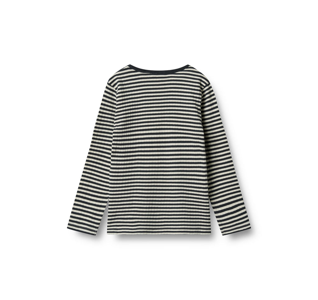 T-shirt a maniche lunghe Stig - Righe a coste blu navy