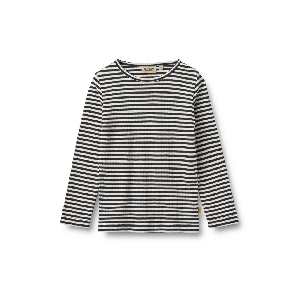 T-shirt a maniche lunghe Stig - Righe a coste blu navy