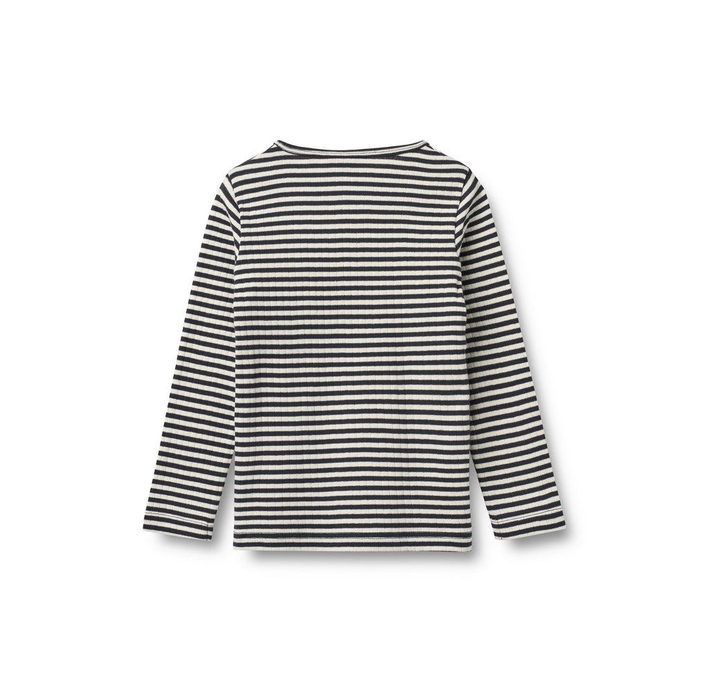 T-shirt a maniche lunghe Stig - Righe a coste blu navy