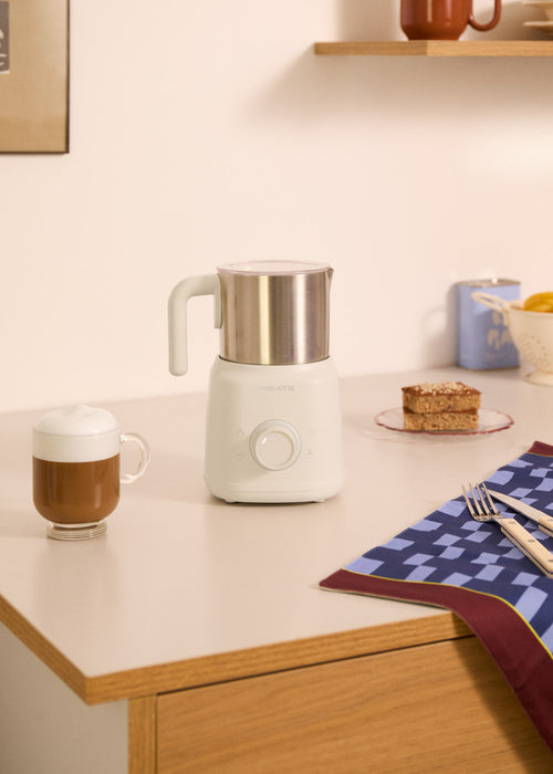 Milk Frother Retro - Mousseur À Lait & Chauffe-Lait Avec Carafe Amovible - Blanc Cassé