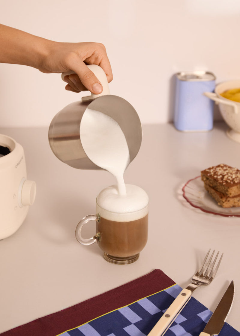 Milk Frother Retro - Mousseur À Lait & Chauffe-Lait Avec Carafe Amovible - Blanc Cassé