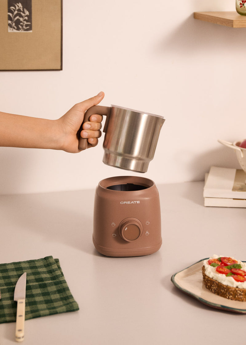 Milk Frother Retro - Mousseur À Lait & Chauffe-Lait Avec Carafe Amovible - Moca
