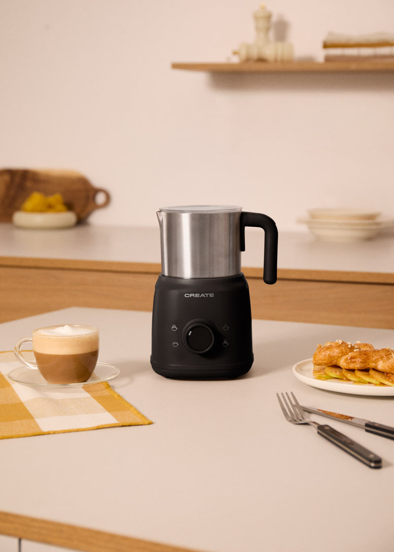 Milk Frother Retro - Mousseur À Lait & Chauffe-Lait Avec Carafe Amovible - Noir