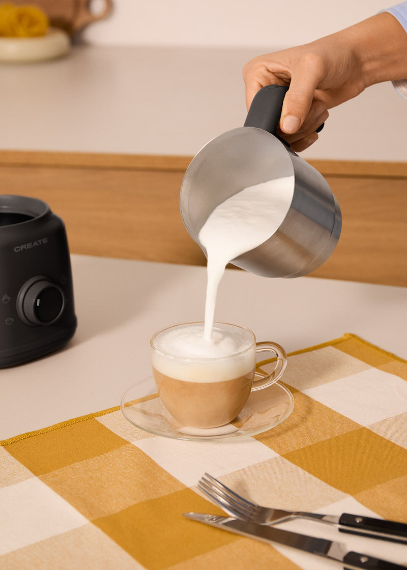 Milk Frother Retro - Mousseur À Lait & Chauffe-Lait Avec Carafe Amovible - Noir