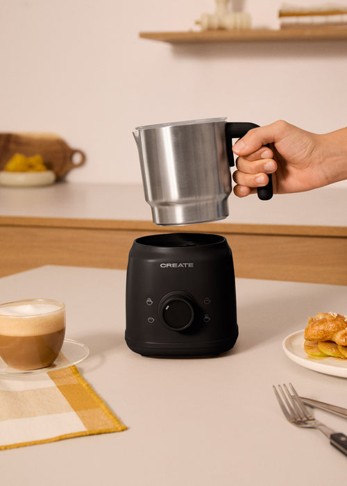 Milk Frother Retro - Mousseur À Lait & Chauffe-Lait Avec Carafe Amovible - Noir