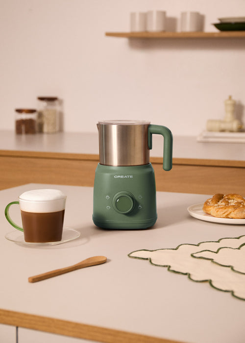 Milk Frother Retro - Mousseur À Lait & Chauffe-Lait Avec Carafe Amovible - Vert Sauge