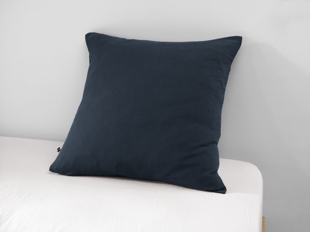 Gaia - Funda de almohada - Doble gasa de algodón - Medianoche