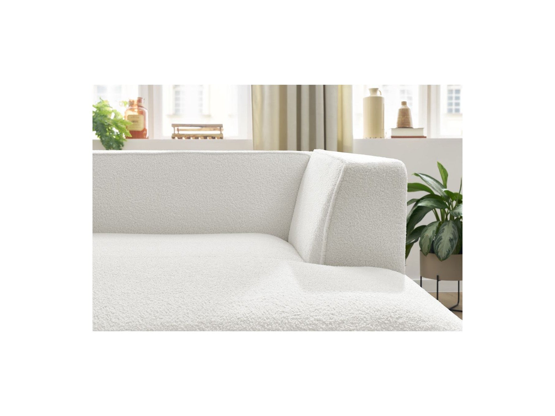 Méridienne Pour Canapé Modulable Megeve - Tissu Bouclette - Angle Droit