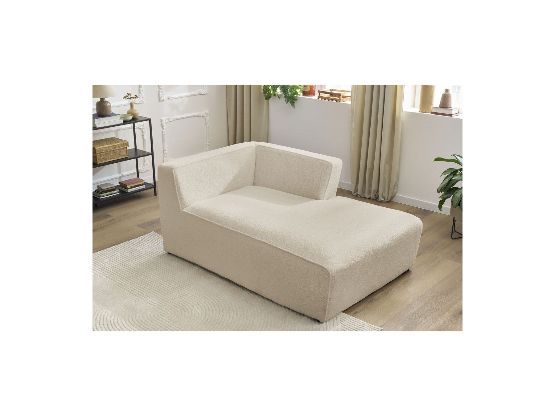 Méridienne Pour Canapé Modulable Megeve - Tissu Bouclette - Angle Droit