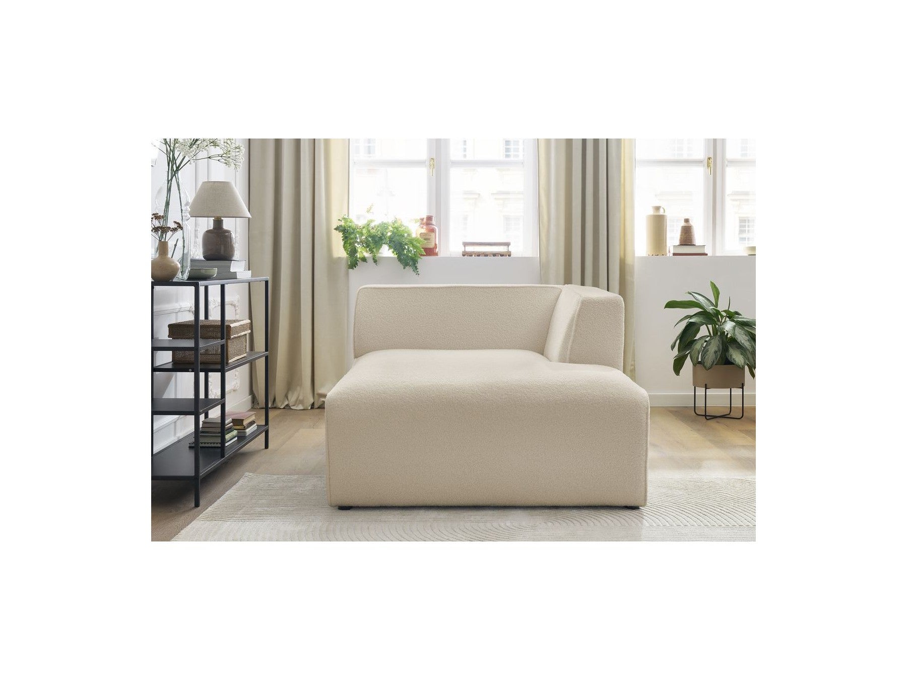 Méridienne Pour Canapé Modulable Megeve - Tissu Bouclette - Angle Droit