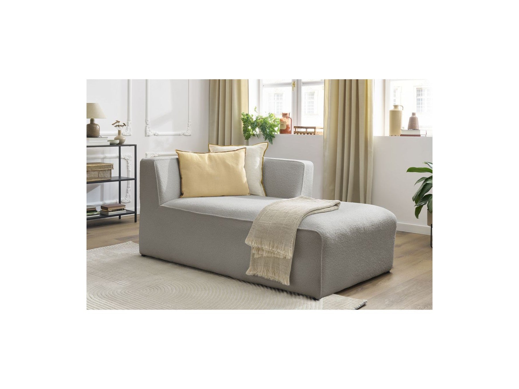 Méridienne Pour Canapé Modulable Megeve - Tissu Bouclette - Angle Droit